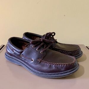 Merona Shoes  Mens 9.5  Boat  Brown  Leather Slip On  Casual  Lace Up  Moc  Toe